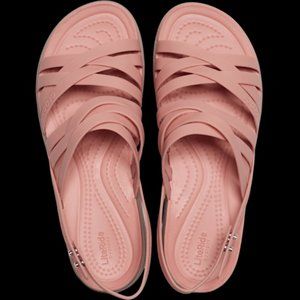 Crocs Brooklyn Strappy Low Wedge Blush Pink / W10